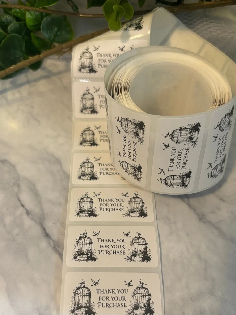 Vintage Birdcage Thank You Labels 200 Pack 2x1 Small Business Stickers